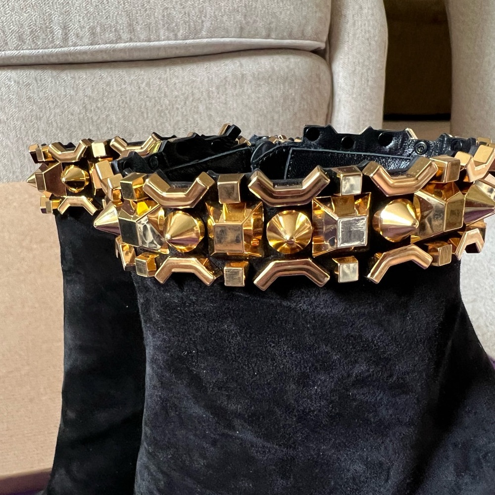 Christian Louboutin Asteroispikes Booty Embellished Suede Ankle Boots Booties - Picture 14 of 16